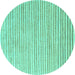 Round Machine Washable Solid Turquoise Modern Area Rugs, wshcon277turq
