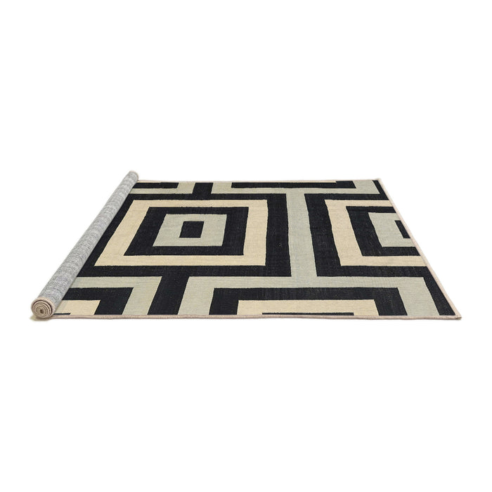 Serging Thickness of Machine Washable Contemporary Charcoal Black Rug, wshcon2780