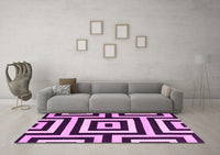 Machine Washable Abstract Pink Contemporary Rug, wshcon2780pnk