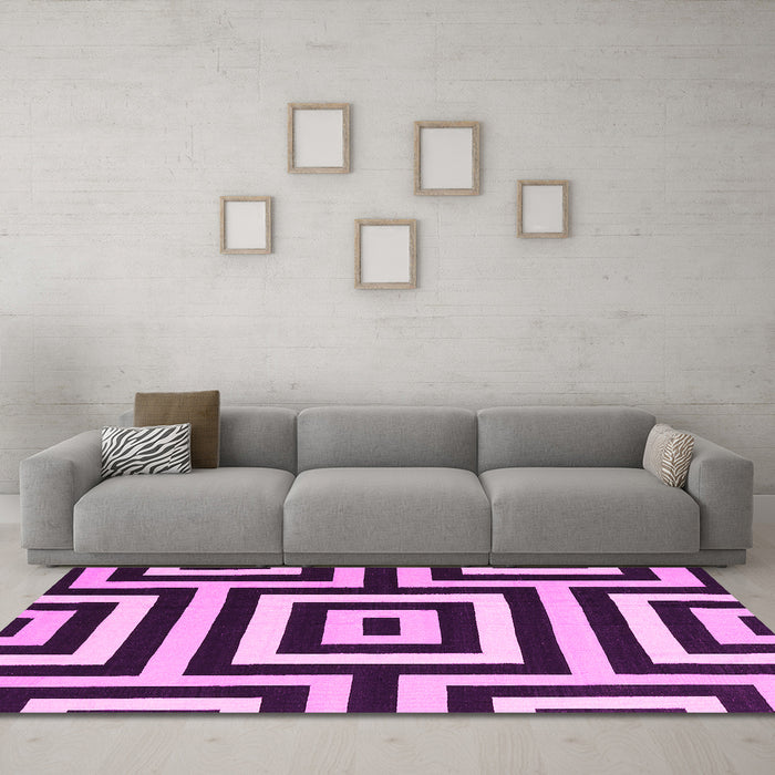 Machine Washable Abstract Pink Contemporary Rug in a Living Room, wshcon2780pnk