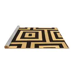 Sideview of Machine Washable Abstract Brown Contemporary Rug, wshcon2780brn