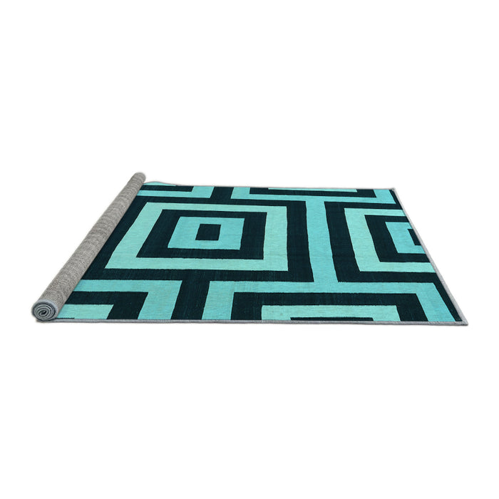 Sideview of Machine Washable Abstract Light Blue Contemporary Rug, wshcon2780lblu