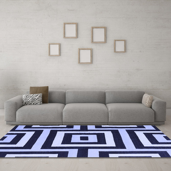 Machine Washable Abstract Blue Contemporary Rug in a Living Room, wshcon2780blu