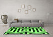 Machine Washable Abstract Green Contemporary Area Rugs in a Living Room,, wshcon2780grn