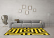 Machine Washable Abstract Yellow Contemporary Rug in a Living Room, wshcon2780yw