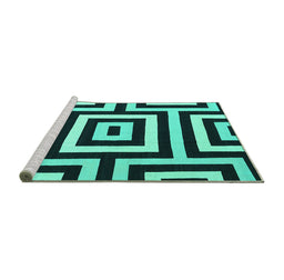 Sideview of Machine Washable Abstract Turquoise Contemporary Area Rugs, wshcon2780turq
