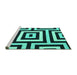 Sideview of Machine Washable Abstract Turquoise Contemporary Area Rugs, wshcon2780turq