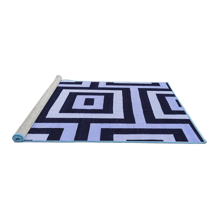Sideview of Machine Washable Abstract Blue Contemporary Rug, wshcon2780blu