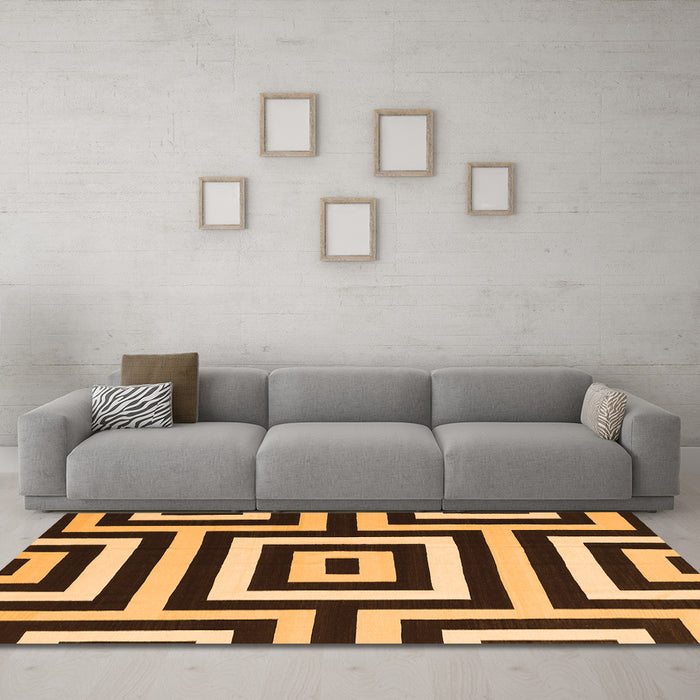 Machine Washable Abstract Orange Contemporary Area Rugs in a Living Room, wshcon2780org