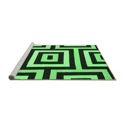 Sideview of Machine Washable Abstract Emerald Green Contemporary Area Rugs, wshcon2780emgrn