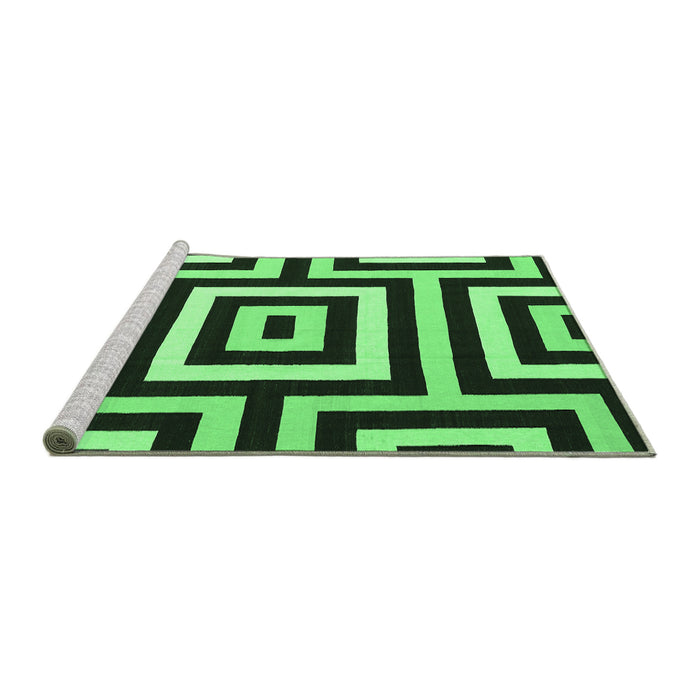 Sideview of Machine Washable Abstract Emerald Green Contemporary Area Rugs, wshcon2780emgrn