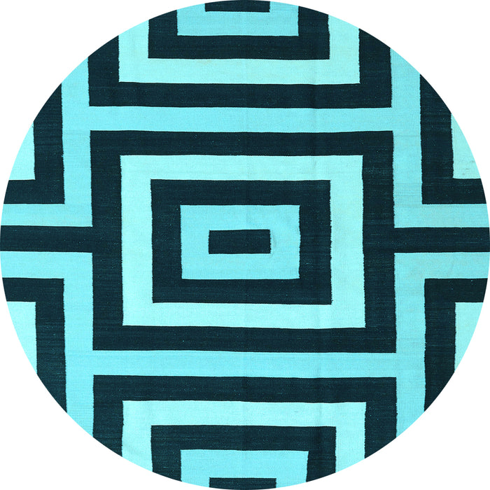 Round Abstract Light Blue Contemporary Rug, con2780lblu