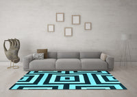 Machine Washable Abstract Light Blue Contemporary Rug, wshcon2780lblu