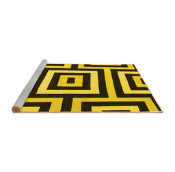 Sideview of Machine Washable Abstract Yellow Contemporary Rug, wshcon2780yw