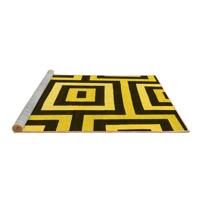 Sideview of Machine Washable Abstract Yellow Contemporary Rug, wshcon2780yw