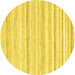 Round Machine Washable Solid Yellow Modern Rug, wshcon2781yw