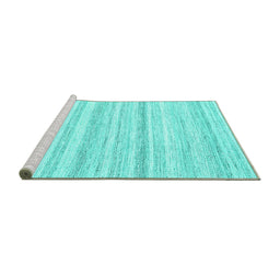 Sideview of Machine Washable Solid Turquoise Modern Area Rugs, wshcon2781turq