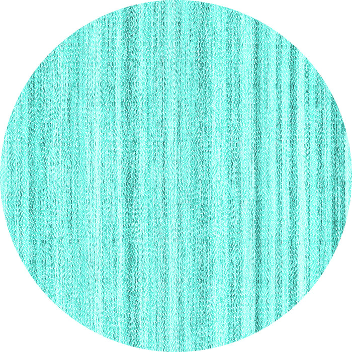Round Machine Washable Solid Turquoise Modern Area Rugs, wshcon2781turq