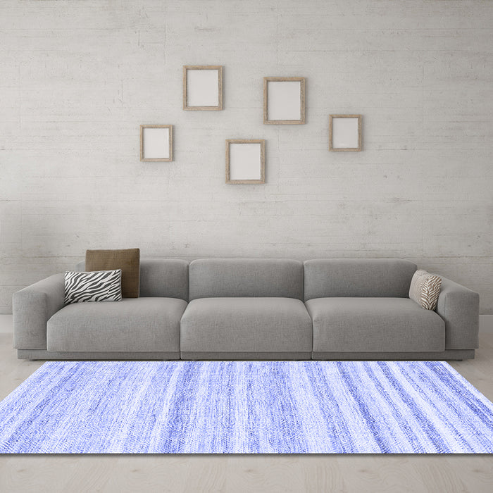 Machine Washable Solid Blue Modern Rug in a Living Room, wshcon2781blu