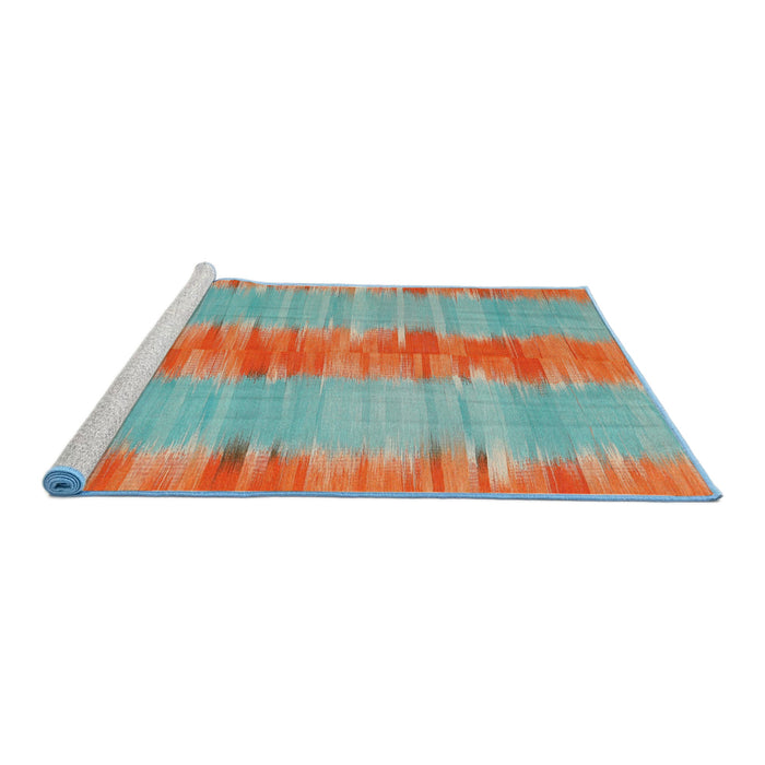Serging Thickness of Machine Washable Contemporary Medium Turquoise Green Rug, wshcon2782