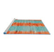 Serging Thickness of Machine Washable Contemporary Medium Turquoise Green Rug, wshcon2782