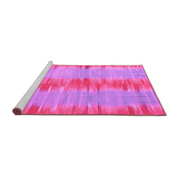 Sideview of Machine Washable Abstract Pink Contemporary Rug, wshcon2782pnk