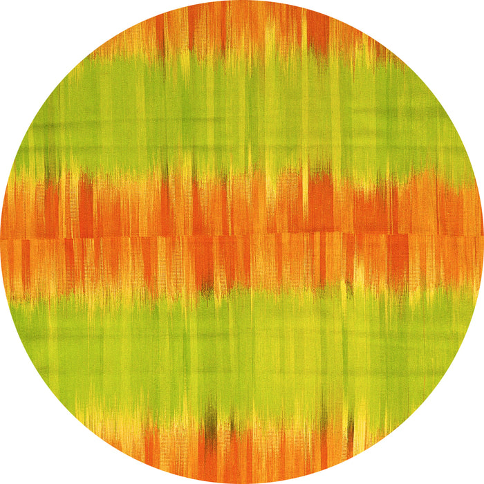 Round Abstract Yellow Contemporary Rug, con2782yw