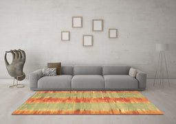 Machine Washable Abstract Brown Contemporary Rug in a Living Room,, wshcon2782brn