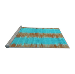 Sideview of Machine Washable Abstract Light Blue Contemporary Rug, wshcon2782lblu