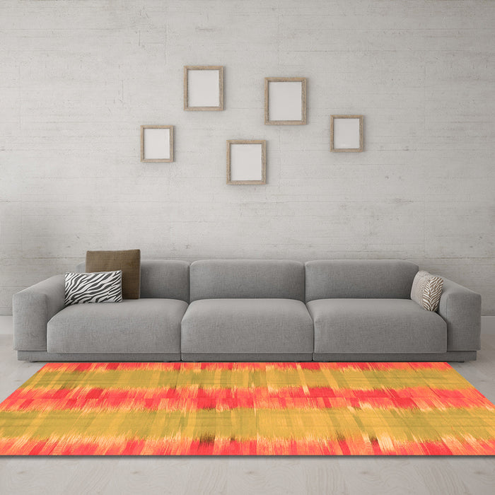 Machine Washable Abstract Orange Contemporary Area Rugs in a Living Room, wshcon2782org