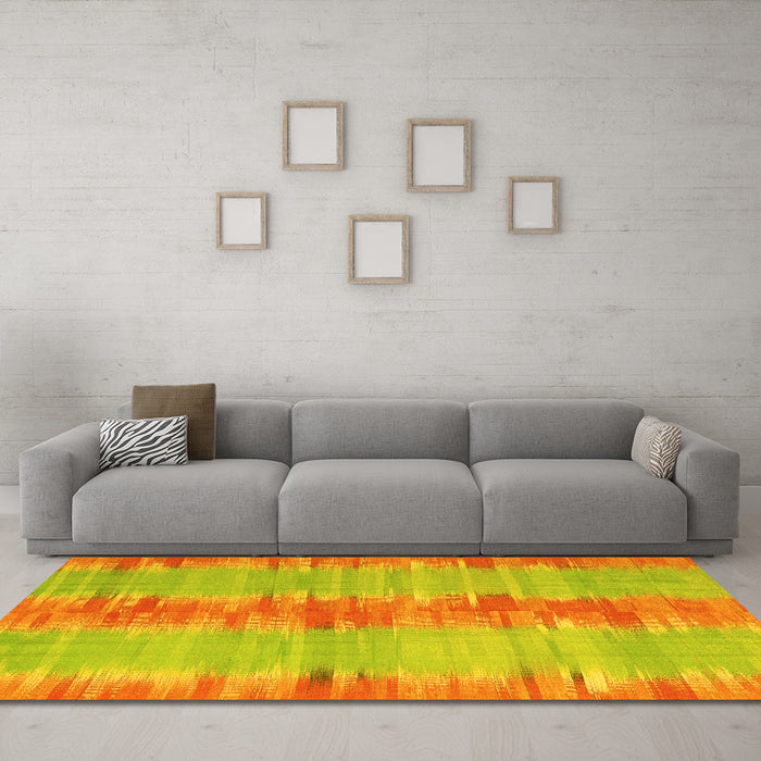 Machine Washable Abstract Yellow Contemporary Rug in a Living Room, wshcon2782yw