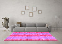 Machine Washable Abstract Pink Contemporary Rug, wshcon2782pnk