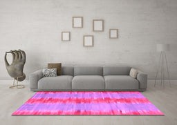Machine Washable Abstract Pink Contemporary Rug in a Living Room, wshcon2782pnk