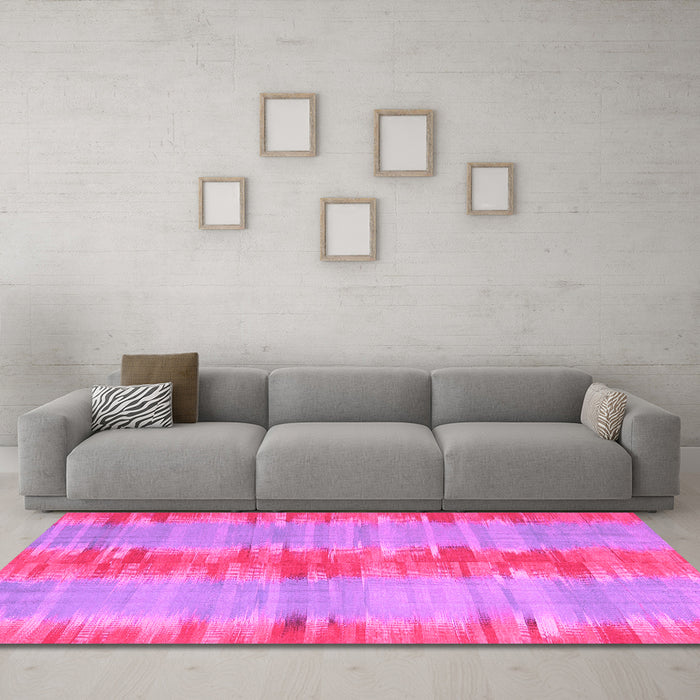 Machine Washable Abstract Pink Contemporary Rug in a Living Room, wshcon2782pnk