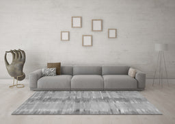 Machine Washable Abstract Gray Contemporary Rug in a Living Room,, wshcon2782gry
