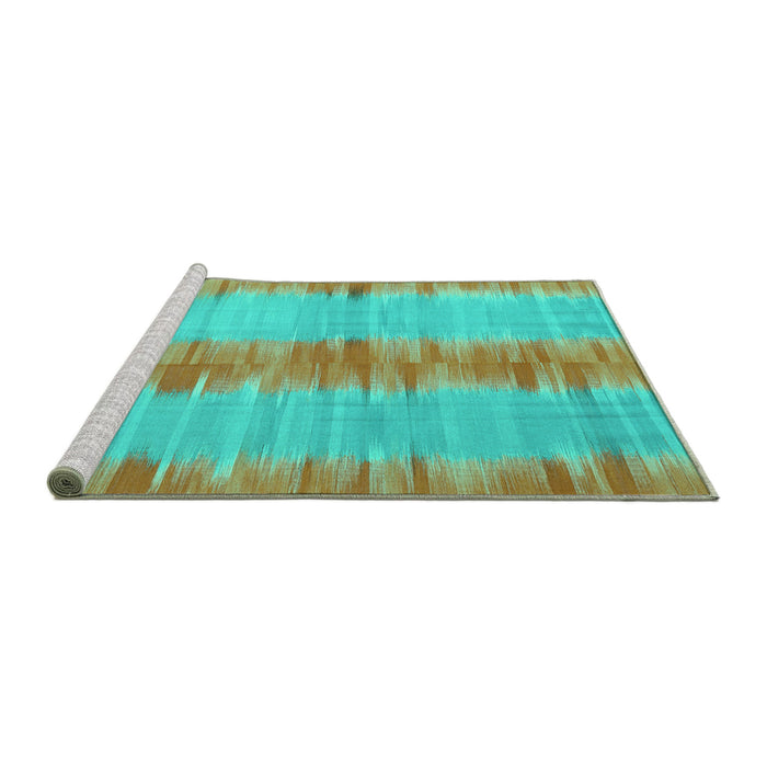 Sideview of Machine Washable Abstract Turquoise Contemporary Area Rugs, wshcon2782turq