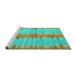 Sideview of Machine Washable Abstract Turquoise Contemporary Area Rugs, wshcon2782turq