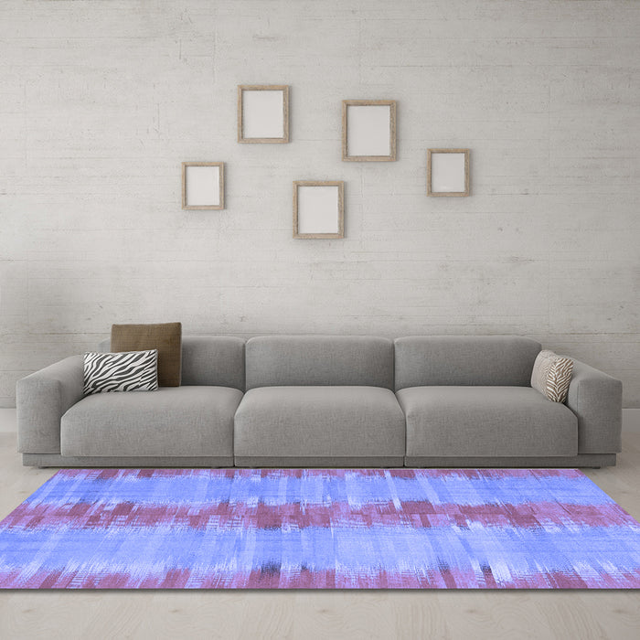 Machine Washable Abstract Blue Contemporary Rug in a Living Room, wshcon2782blu