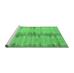 Sideview of Machine Washable Abstract Emerald Green Contemporary Area Rugs, wshcon2782emgrn
