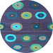 Round Abstract Light Blue Contemporary Rug, con2783lblu