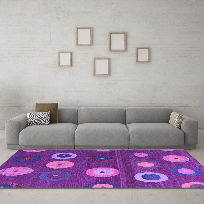 Machine Washable Abstract Purple Contemporary Area Rugs in a Living Room, wshcon2783pur