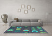 Machine Washable Abstract Turquoise Contemporary Area Rugs in a Living Room,, wshcon2783turq