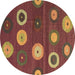 Round Abstract Brown Contemporary Rug, con2783brn