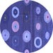 Round Machine Washable Abstract Blue Contemporary Rug, wshcon2783blu