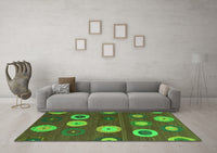 Machine Washable Abstract Green Contemporary Rug, wshcon2783grn