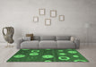 Machine Washable Abstract Emerald Green Contemporary Area Rugs in a Living Room,, wshcon2783emgrn