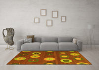 Machine Washable Abstract Yellow Contemporary Rug, wshcon2783yw