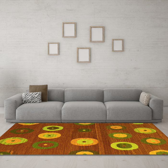 Machine Washable Abstract Yellow Contemporary Rug in a Living Room, wshcon2783yw