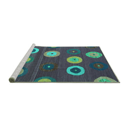 Sideview of Machine Washable Abstract Turquoise Contemporary Area Rugs, wshcon2783turq