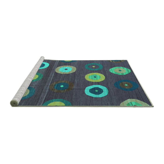 Sideview of Machine Washable Abstract Turquoise Contemporary Area Rugs, wshcon2783turq